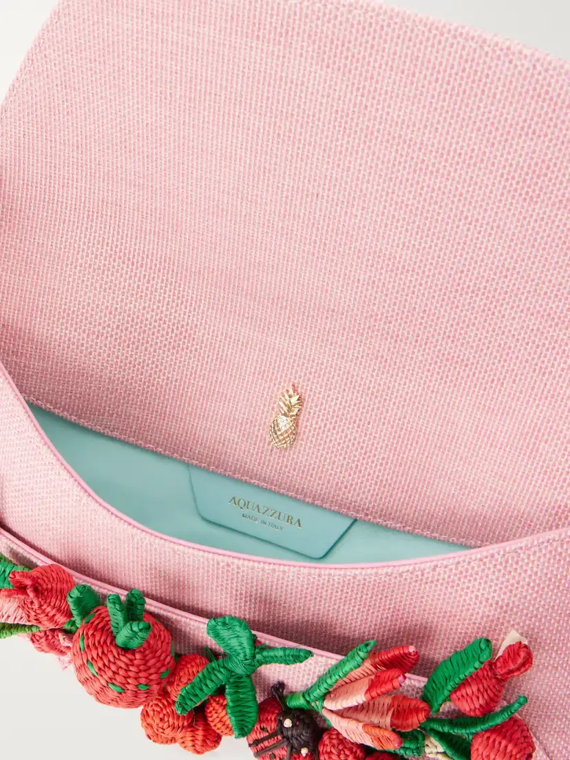 Aquazzura Botanica Embellished Raffia Clutch | Thumbnail 6