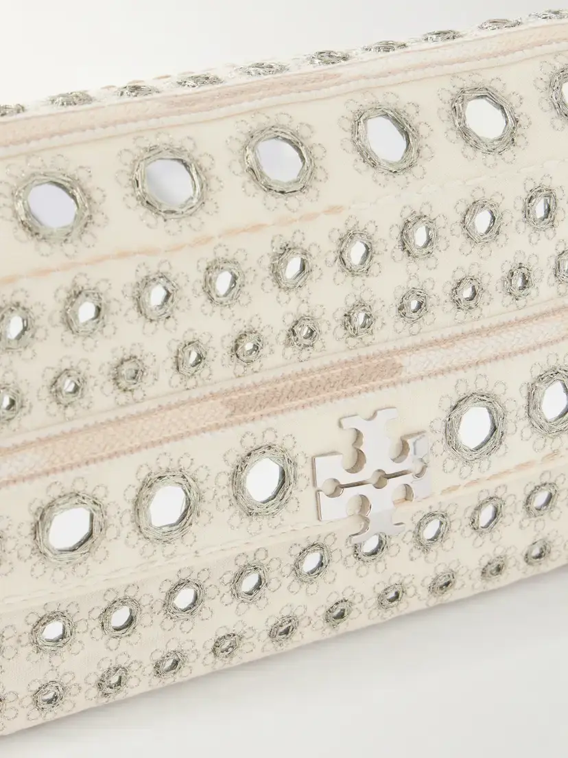 Tory Burch Charlie Embellished Embroidered Canvas Shoulder Bag | Thumbnail 5 Tory Burch Charlie Embellished Embroidered Canvas Shoulder Bag | Thumbnail 5