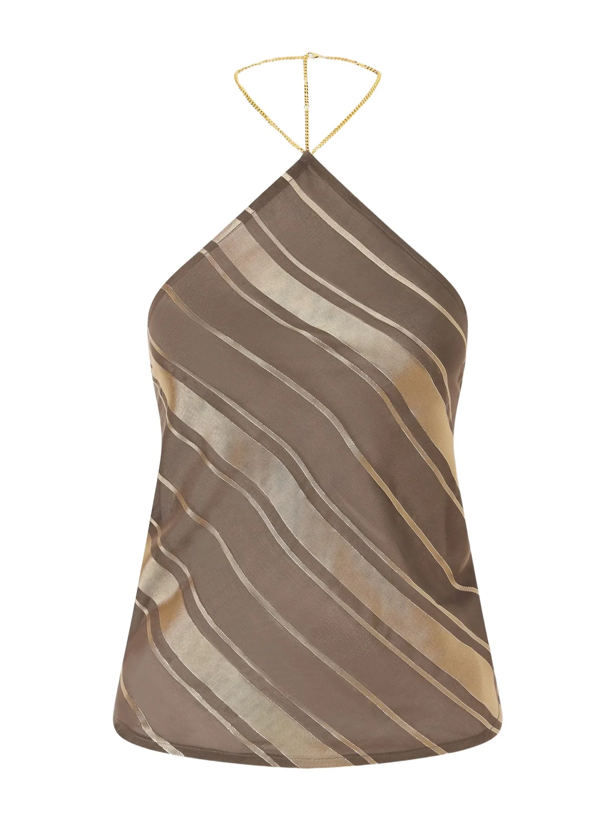 Striped Open-back Satin Tank