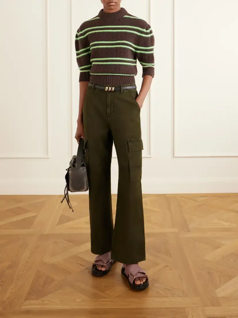 Marni Cropped Striped Open-knit Cashmere Sweater | Thumbnail 2 Marni Cropped Striped Open-knit Cashmere Sweater | Thumbnail 2