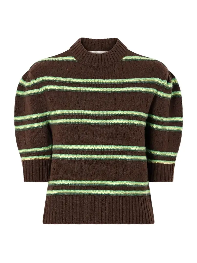 Marni Cropped Striped Open-knit Cashmere Sweater | Image 1 Marni Cropped Striped Open-knit Cashmere Sweater | Image 1