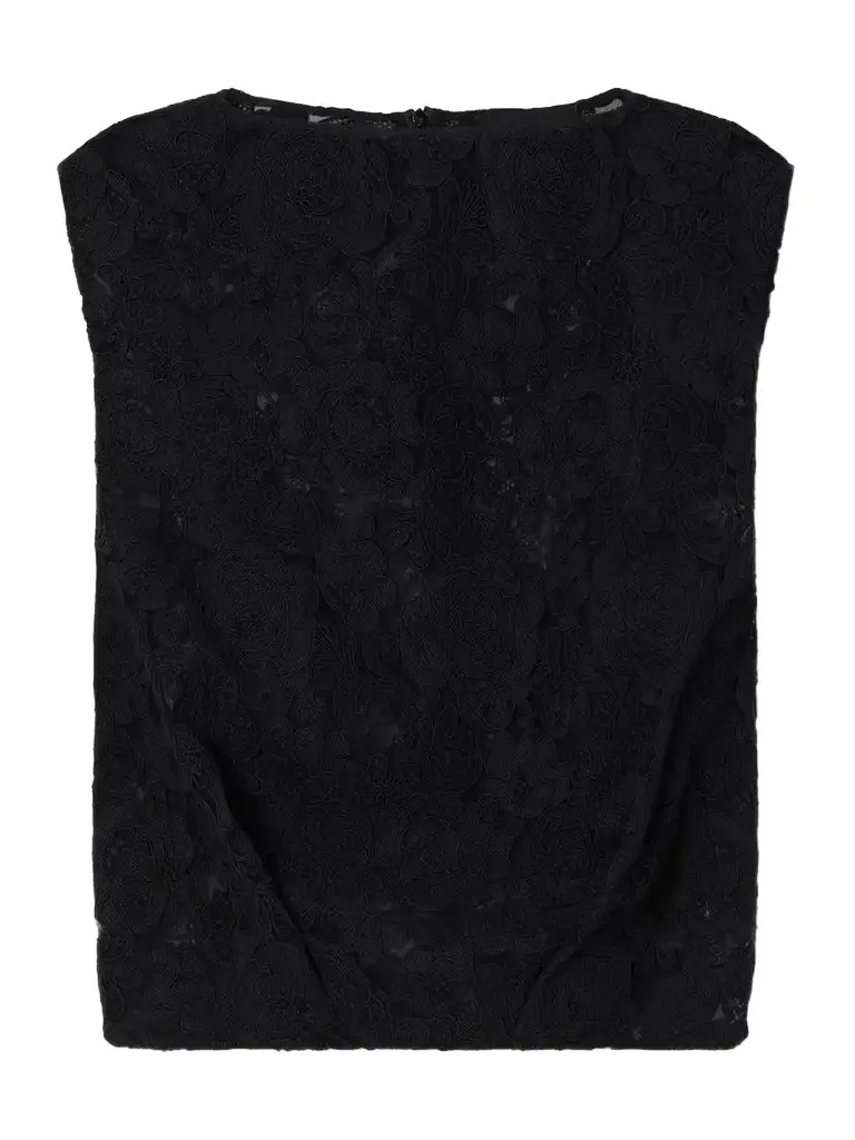 Simone Rocha Cropped Floral-embroidered Lace Blouse | Image 1 Simone Rocha Cropped Floral-embroidered Lace Blouse | Image 1