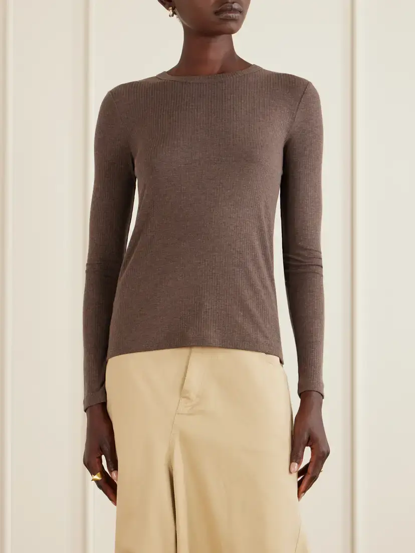 Max Mara Salmone Ribbed Jersey T-shirt | Thumbnail 3 Max Mara Salmone Ribbed Jersey T-shirt | Thumbnail 3