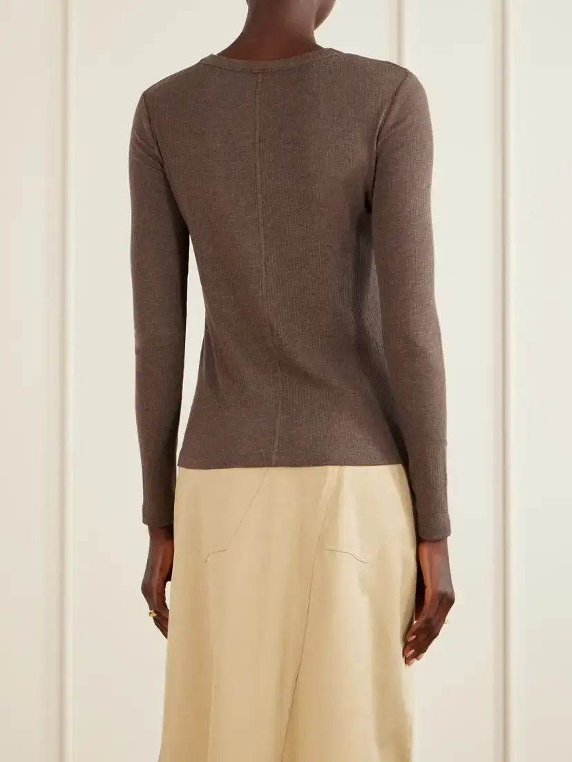 Max Mara Salmone Ribbed Jersey T-shirt | Thumbnail 4 Max Mara Salmone Ribbed Jersey T-shirt | Thumbnail 4
