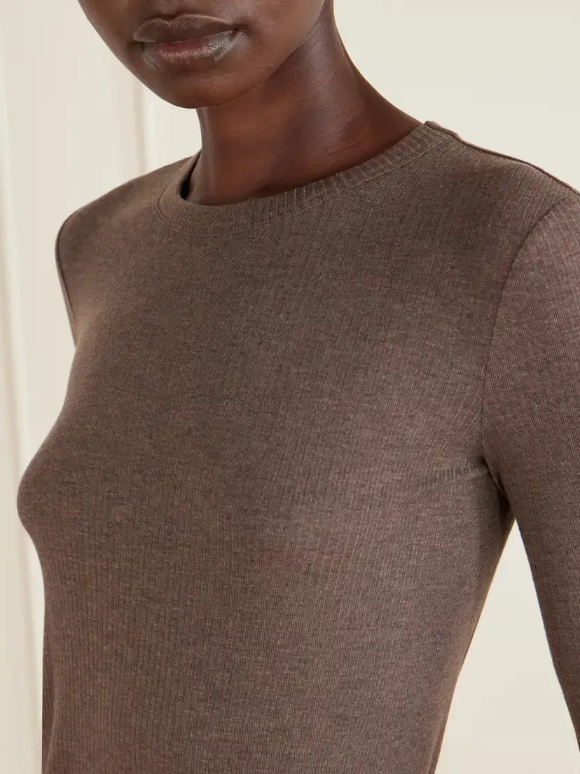 Max Mara Salmone Ribbed Jersey T-shirt | Thumbnail 5 Max Mara Salmone Ribbed Jersey T-shirt | Thumbnail 5