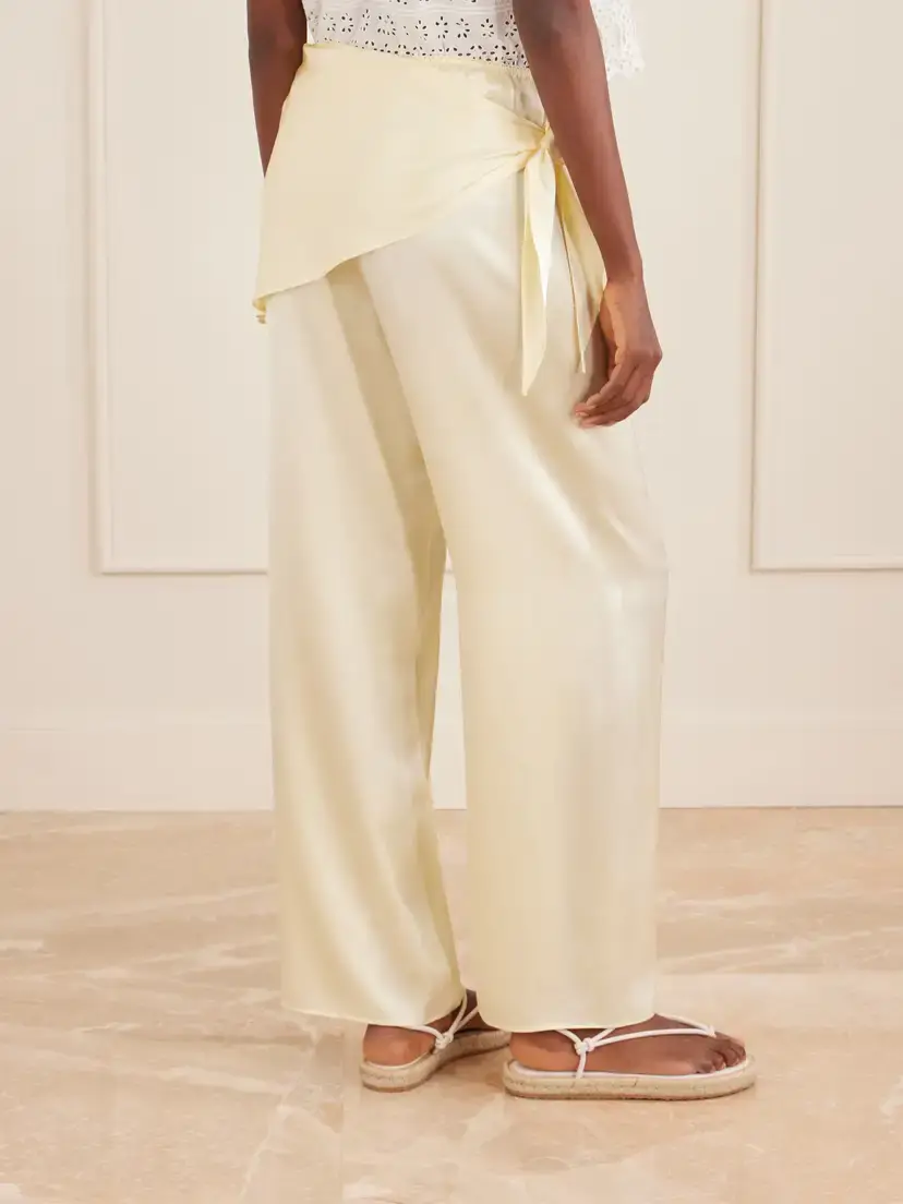 DÔEN Lavona Tie-detailed Silk-satin Wide-leg Pants | Thumbnail 4 DÔEN Lavona Tie-detailed Silk-satin Wide-leg Pants | Thumbnail 4