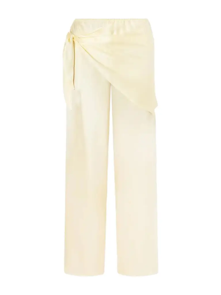 DÔEN Lavona Tie-detailed Silk-satin Wide-leg Pants | Image 1 DÔEN Lavona Tie-detailed Silk-satin Wide-leg Pants | Image 1