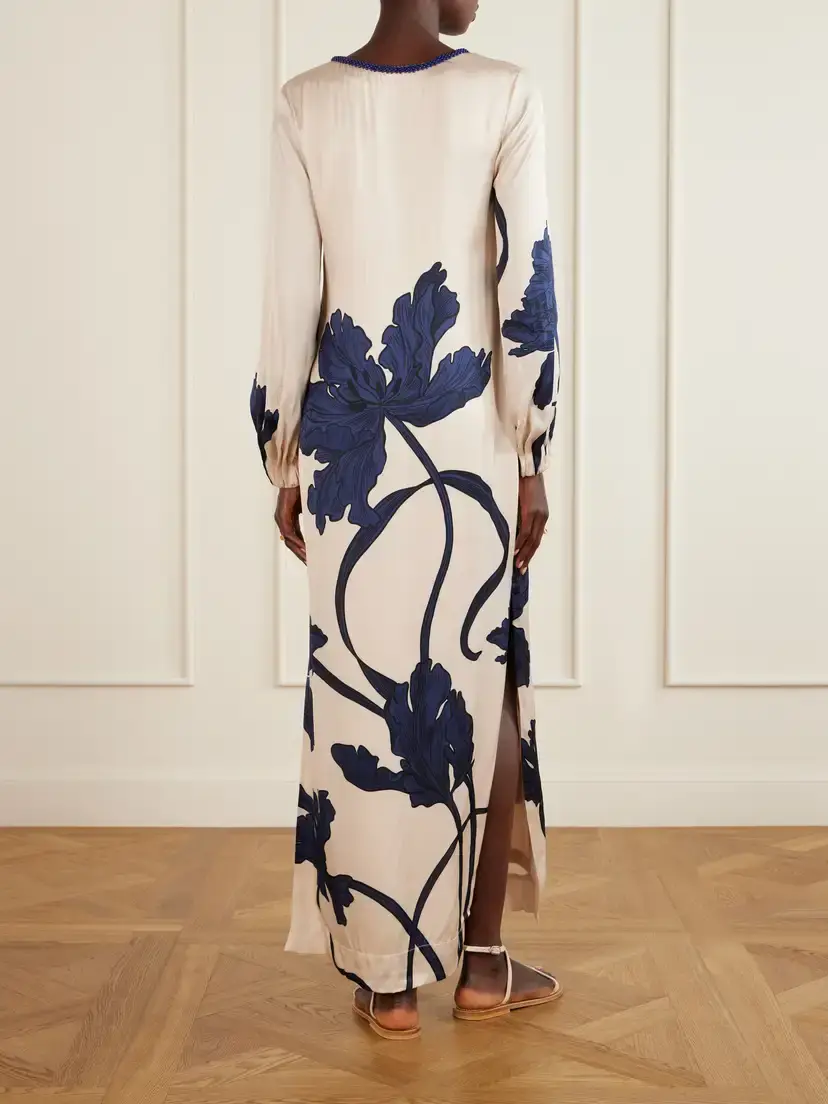 ANDRES OTALORA Aduma Embellished Floral-print Satin Maxi Dress | Thumbnail 3 ANDRES OTALORA Aduma Embellished Floral-print Satin Maxi Dress | Thumbnail 3