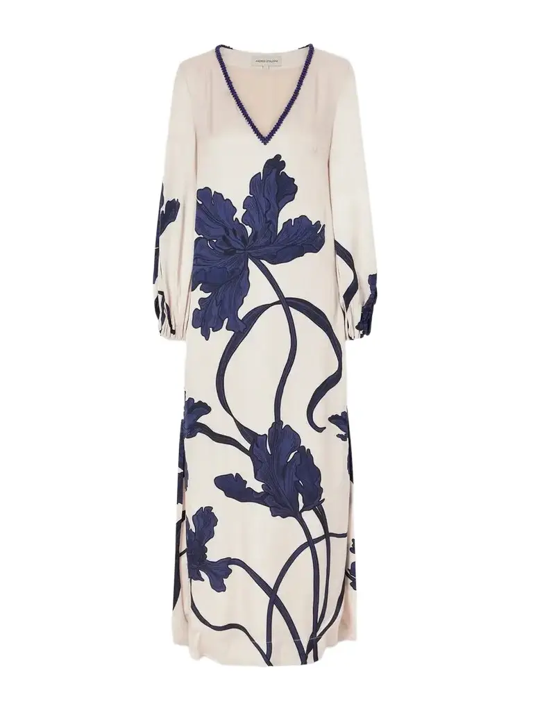 ANDRES OTALORA Aduma Embellished Floral-print Satin Maxi Dress | Image 1 ANDRES OTALORA Aduma Embellished Floral-print Satin Maxi Dress | Image 1