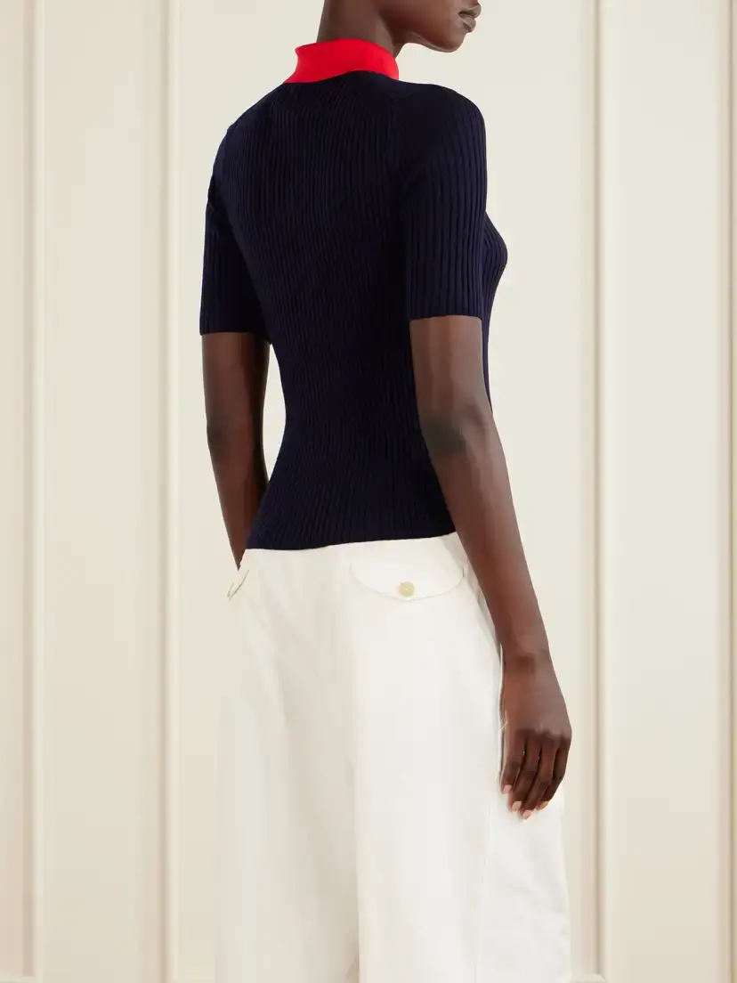 Jil Sander Two-tone Ribbed Wool Polo Shirt | Thumbnail 4 Jil Sander Two-tone Ribbed Wool Polo Shirt | Thumbnail 4