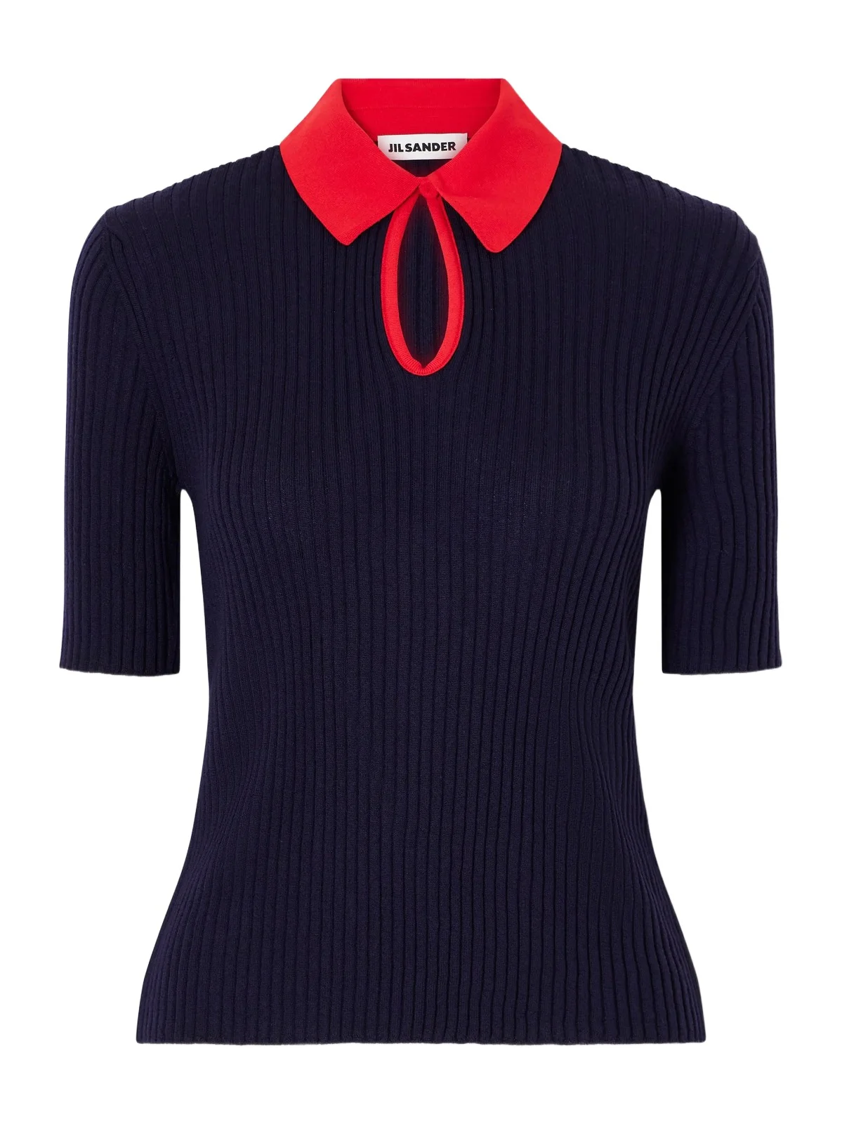 Two-tone Ribbed Wool Polo Shirt Two-tone Ribbed Wool Polo Shirt