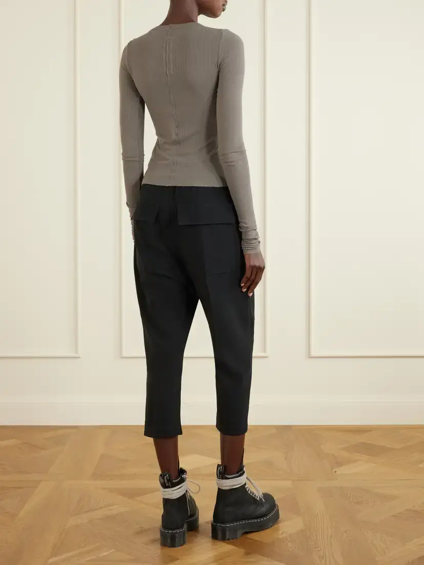 Rick Owens Frayed Ribbed Jersey T-shirt | Thumbnail 3 Rick Owens Frayed Ribbed Jersey T-shirt | Thumbnail 3