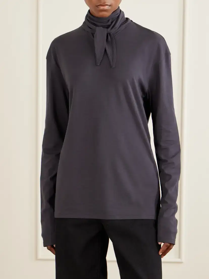Lemaire Tie-detailed Cotton-jersey Blouse | Thumbnail 3 Lemaire Tie-detailed Cotton-jersey Blouse | Thumbnail 3