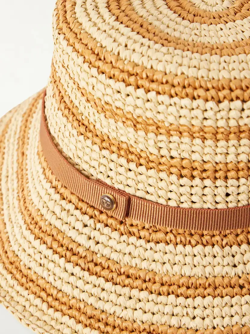 Valentino Garavani Vlogo Raffia-effect Bucket Hat | Thumbnail 3 Valentino Garavani Vlogo Raffia-effect Bucket Hat | Thumbnail 3