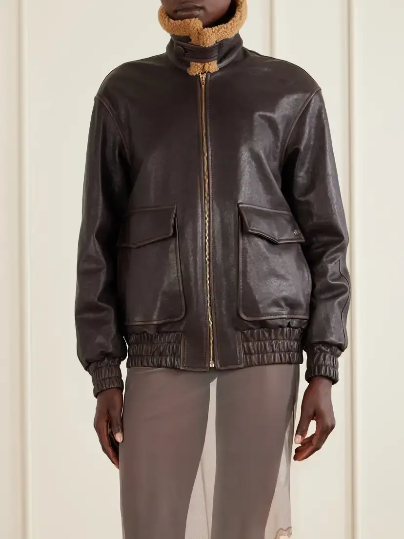 Valentino Garavani Shearling-trimmed Leather Biker Jacket | Thumbnail 3 Valentino Garavani Shearling-trimmed Leather Biker Jacket | Thumbnail 3