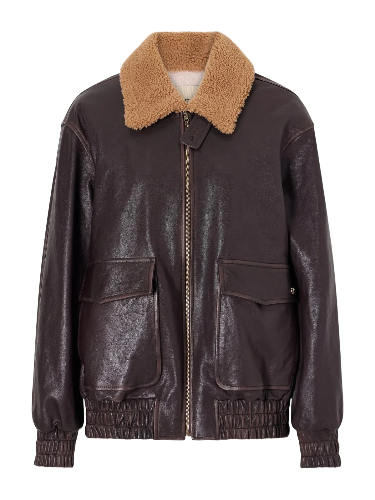 Shearling-trimmed Leather Biker Jacket Shearling-trimmed Leather Biker Jacket