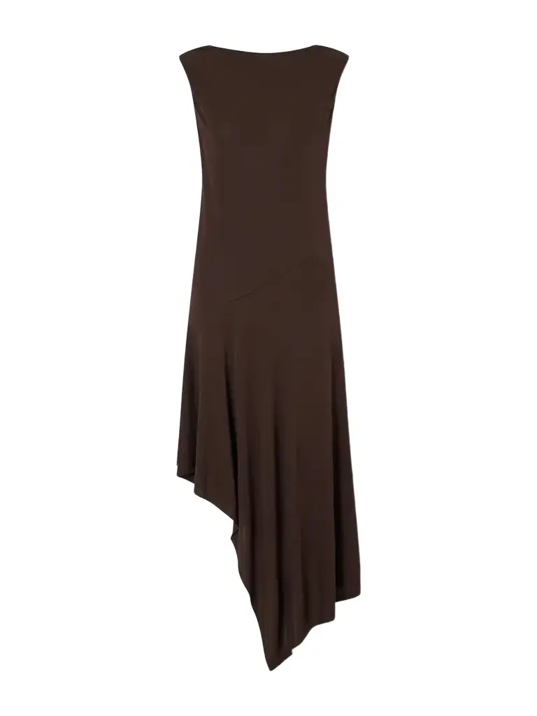 Alaïa Asymmetric Crepe- Jersey Midi Dress | Image 1 Alaïa Asymmetric Crepe- Jersey Midi Dress | Image 1