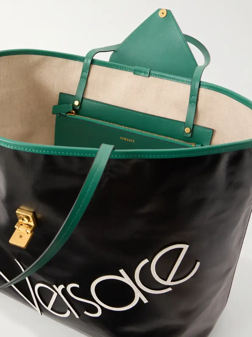 Versace Logo-appliquéd Leather-trimmed Coated-canvas Tote | Thumbnail 6 Versace Logo-appliquéd Leather-trimmed Coated-canvas Tote | Thumbnail 6