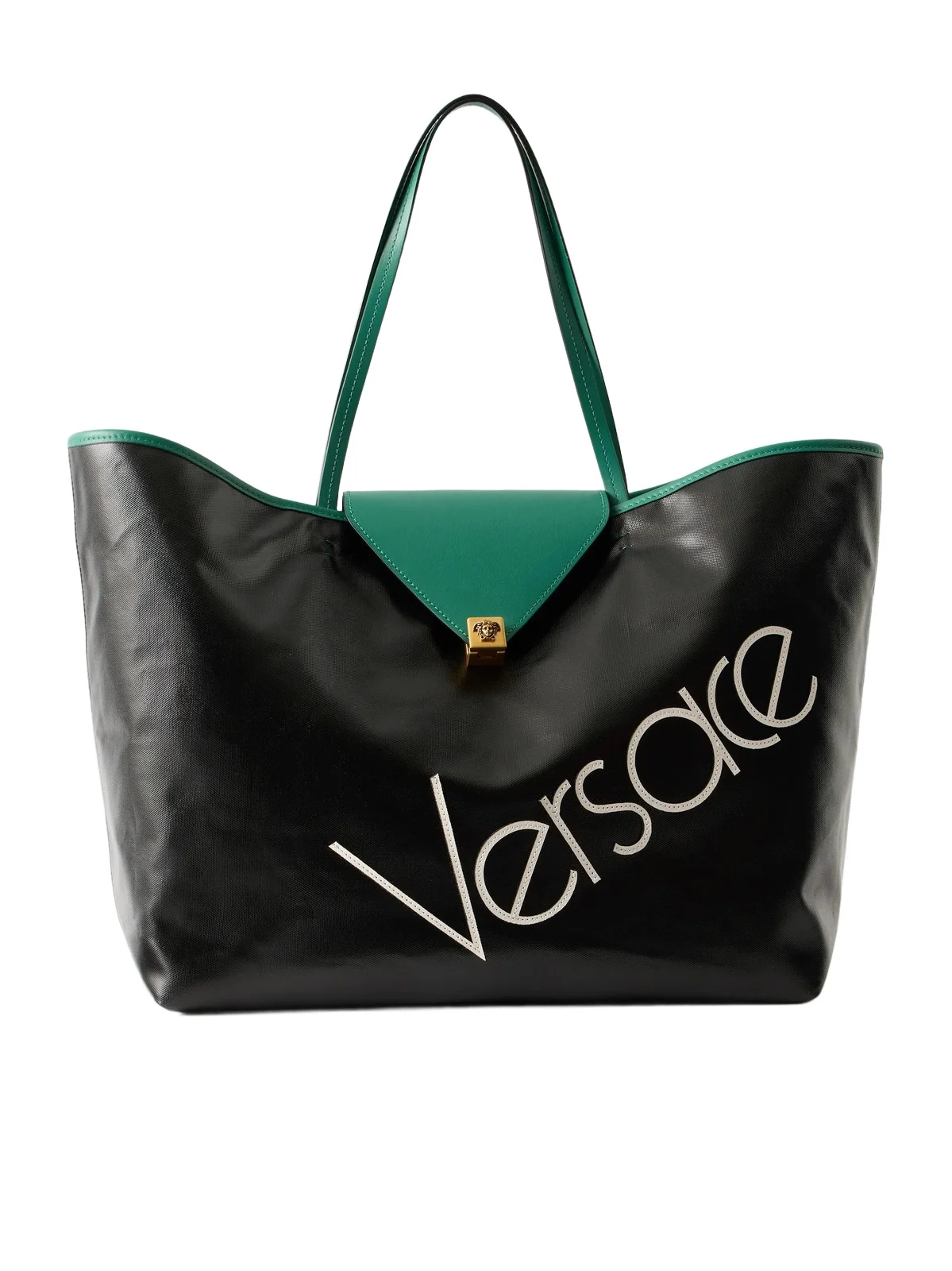 Logo-appliquéd Leather-trimmed Coated-canvas Tote Logo-appliquéd Leather-trimmed Coated-canvas Tote