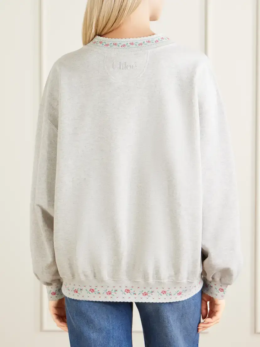 Chloé Logo-embroidered Scalloped Cotton-jersey Sweatshirt | Thumbnail 4 Chloé Logo-embroidered Scalloped Cotton-jersey Sweatshirt | Thumbnail 4
