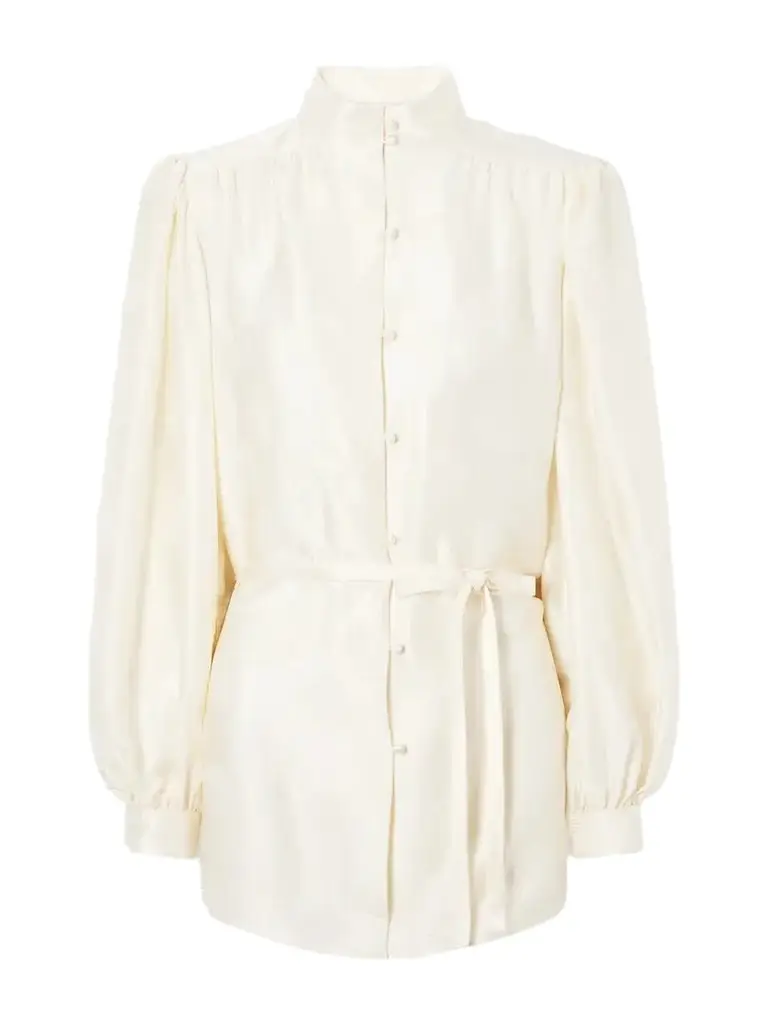 Valentino Garavani Belted Polka-dot Silk-jacquard Blouse | Image 1 Valentino Garavani Belted Polka-dot Silk-jacquard Blouse | Image 1