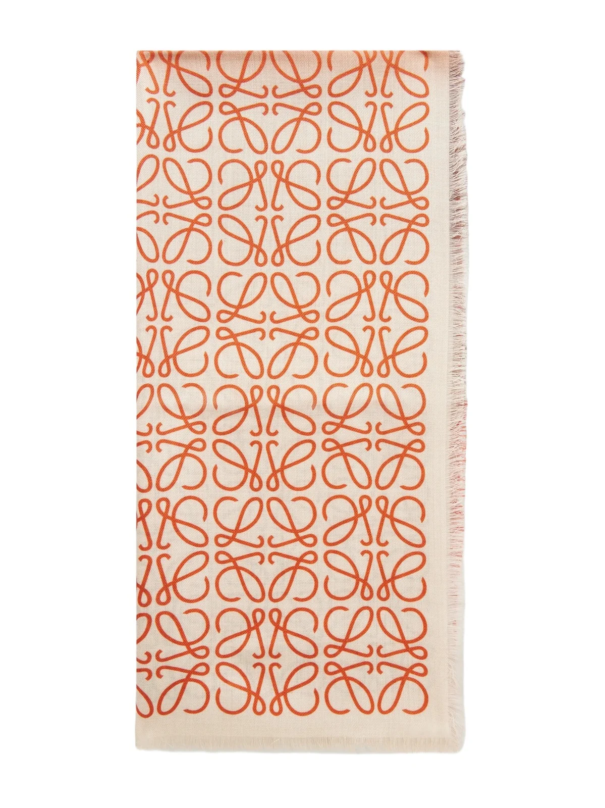 Anagram-intarsia Wool, Silk And Cashmere-blend Scarf - Orange Anagram-intarsia Wool, Silk And Cashmere-blend Scarf - Orange