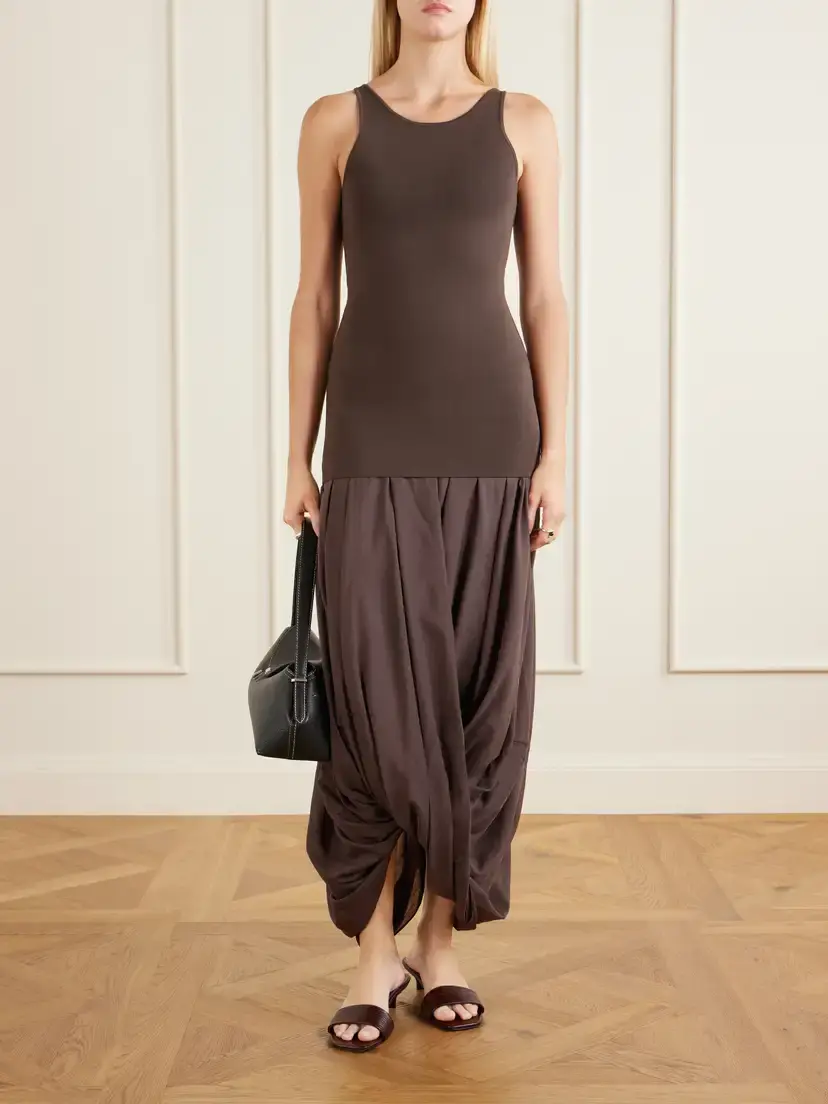 TOTEME Draped Organic Cotton And Lyocell-blend Maxi Skirt | Thumbnail 2