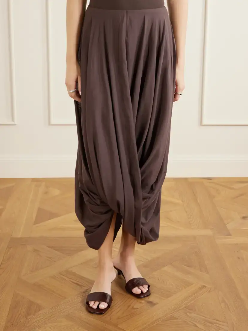 TOTEME Draped Organic Cotton And Lyocell-blend Maxi Skirt | Thumbnail 3