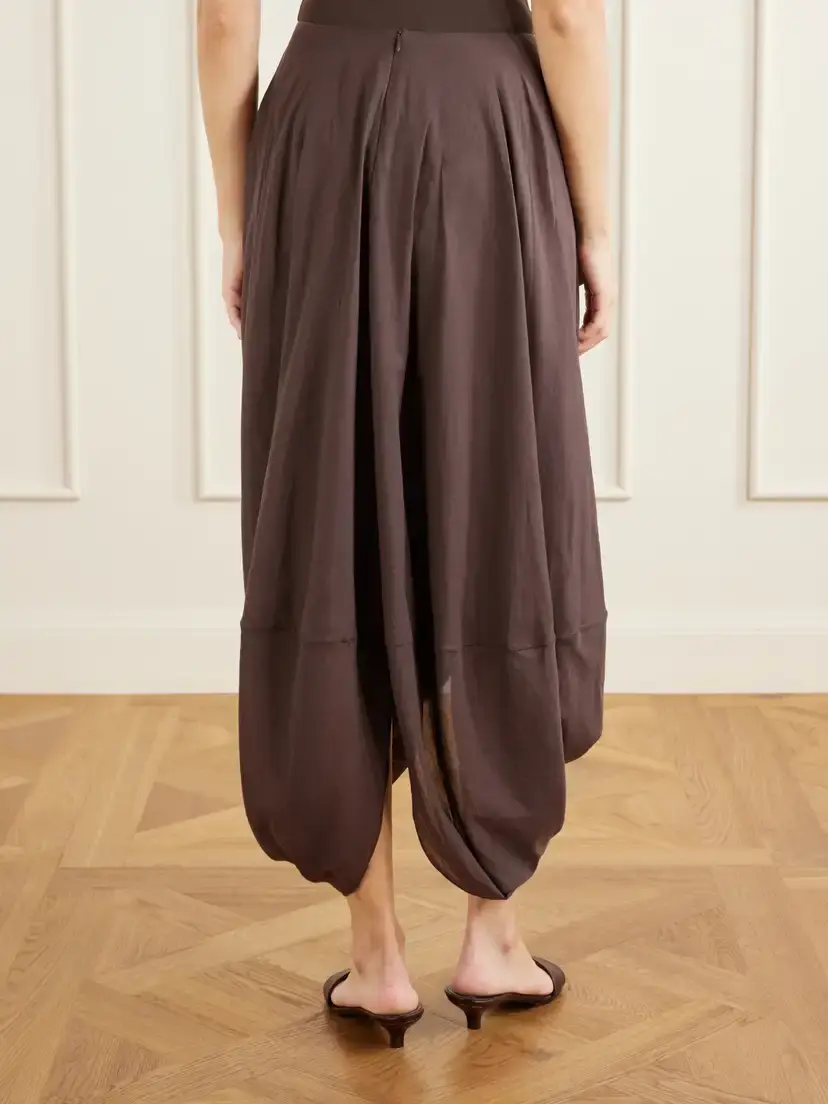 TOTEME Draped Organic Cotton And Lyocell-blend Maxi Skirt | Thumbnail 4