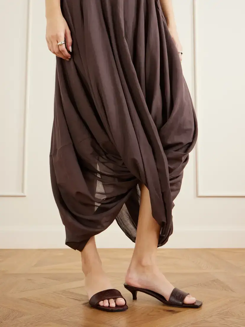 TOTEME Draped Organic Cotton And Lyocell-blend Maxi Skirt | Thumbnail 5