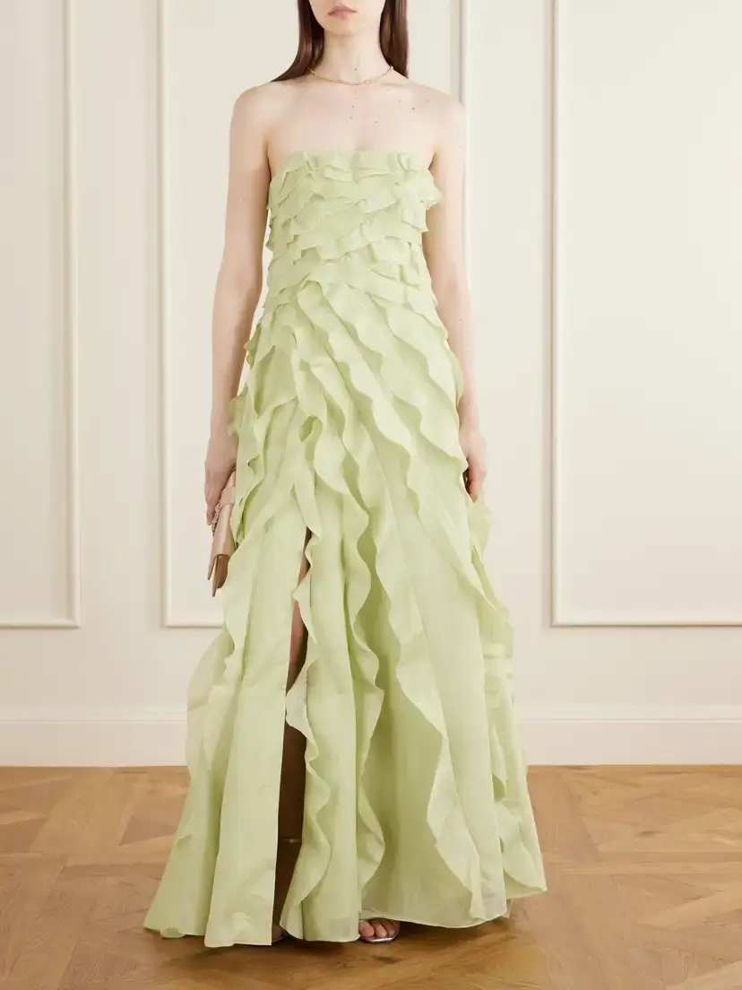 Aje Allairie Strapless Ruffled Shirred Faille Gown | Thumbnail 2