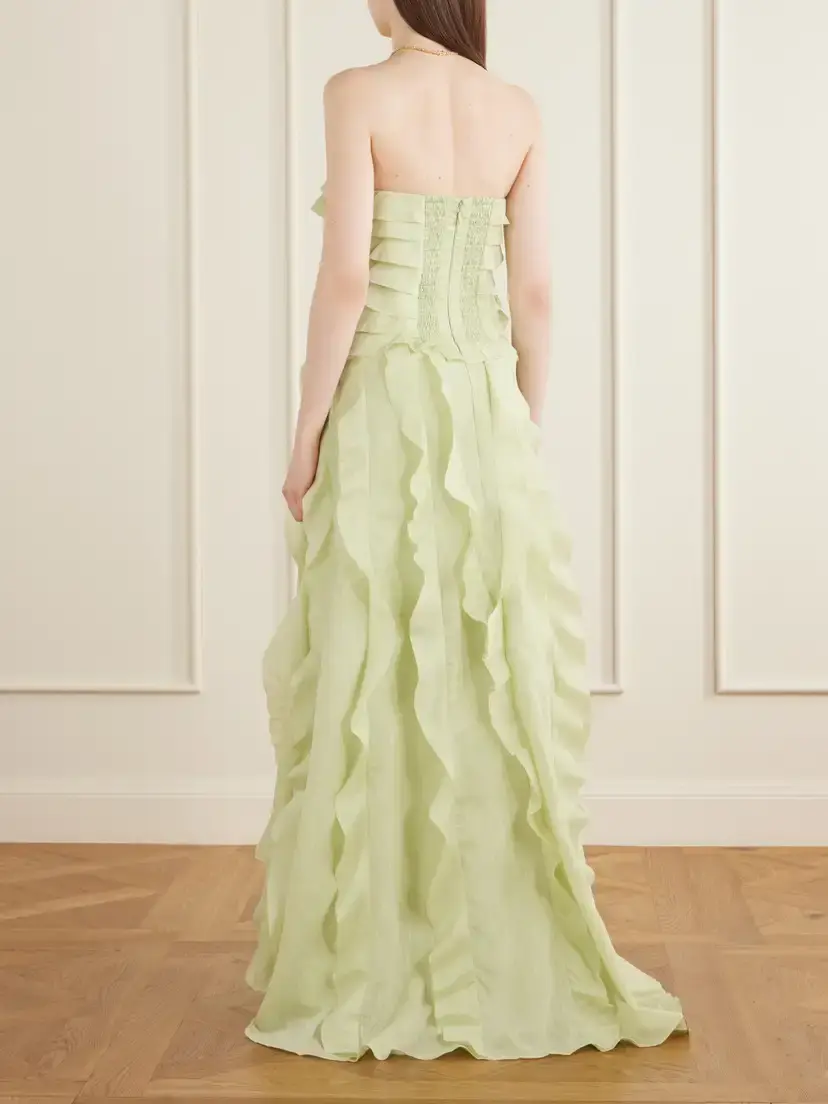 Aje Allairie Strapless Ruffled Shirred Faille Gown | Thumbnail 3