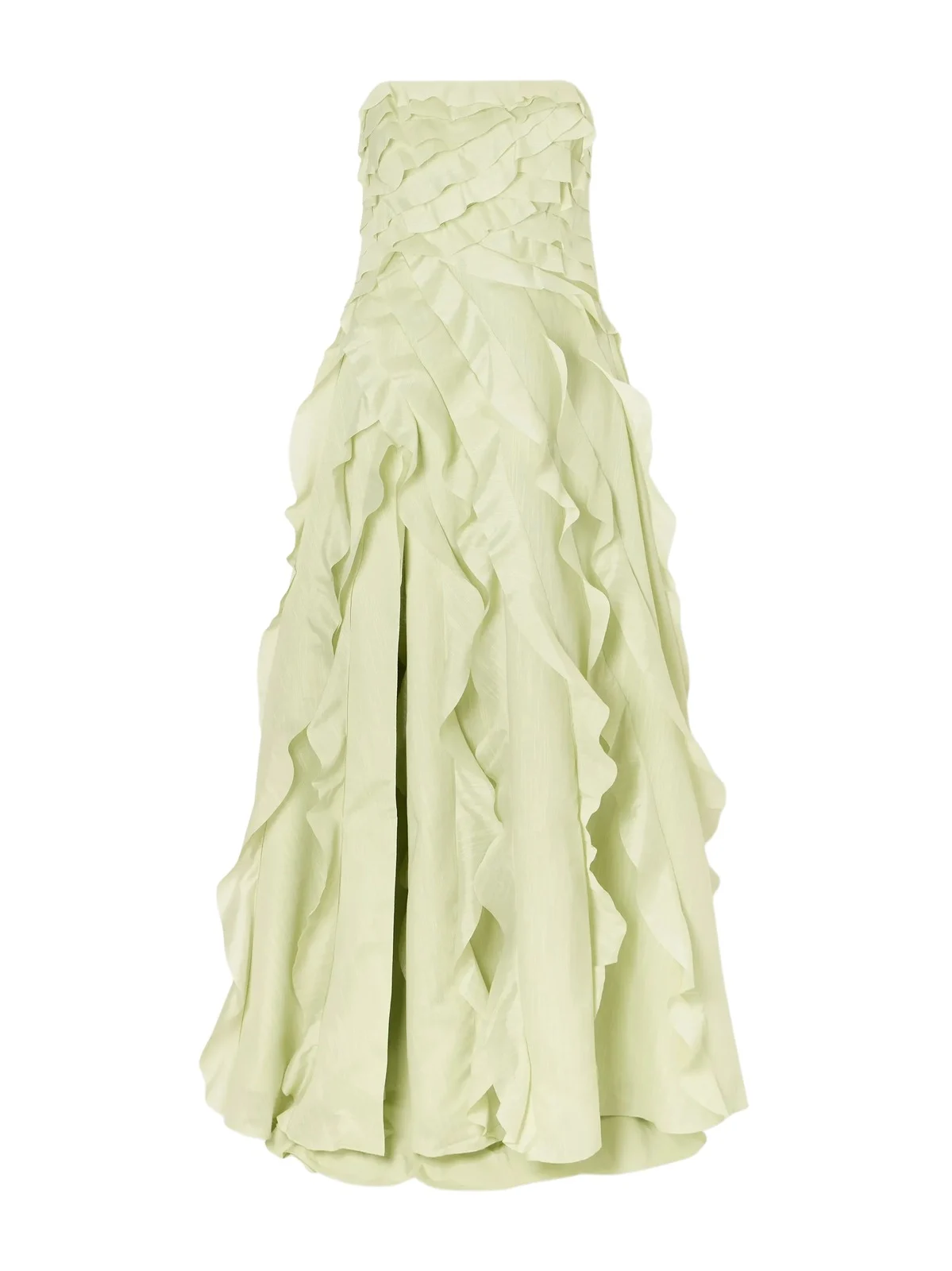 Allairie Strapless Ruffled Shirred Faille Gown Allairie Strapless Ruffled Shirred Faille Gown