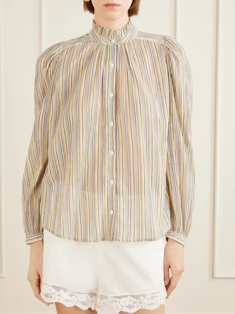 ALIX OF BOHEMIA Annabel Sandlilt Striped Cotton-voile Blouse - Unknown | Thumbnail 3