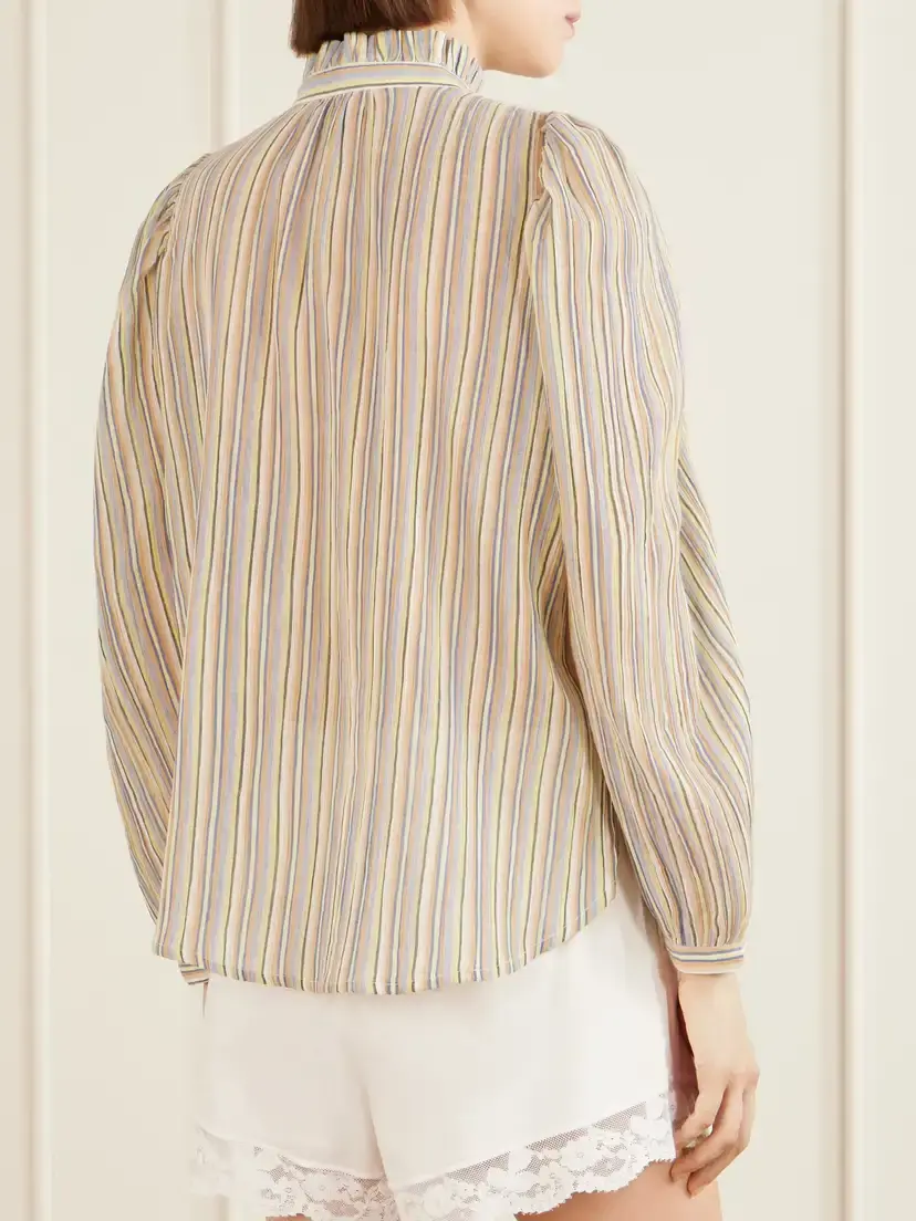 ALIX OF BOHEMIA Annabel Sandlilt Striped Cotton-voile Blouse - Unknown | Thumbnail 4