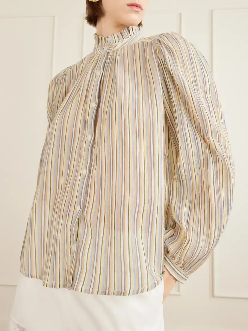 ALIX OF BOHEMIA Annabel Sandlilt Striped Cotton-voile Blouse - Unknown | Thumbnail 5