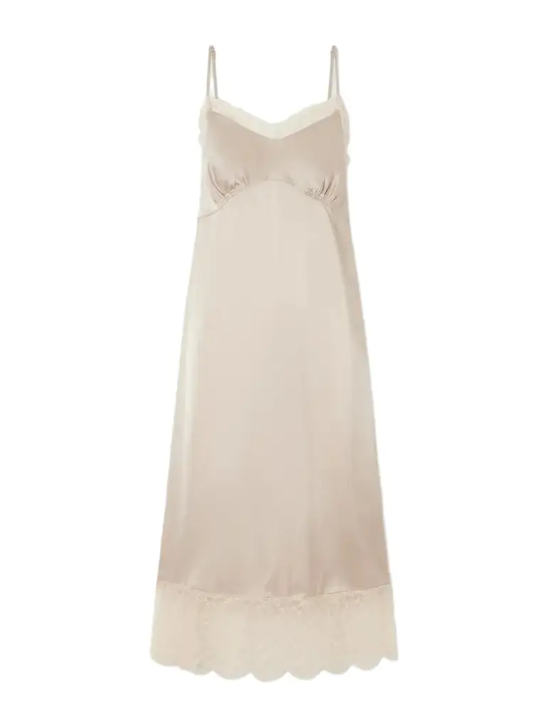 Simone Rocha Lace-trimed Satin Midi Dress | Image 1 Simone Rocha Lace-trimed Satin Midi Dress | Image 1