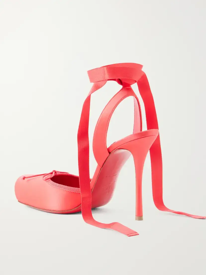 Christian Louboutin Cassia Lace Up 100 Crepe Satin Squared Toe Ballerina Pump | Thumbnail 3 Christian Louboutin Cassia Lace Up 100 Crepe Satin Squared Toe Ballerina Pump | Thumbnail 3