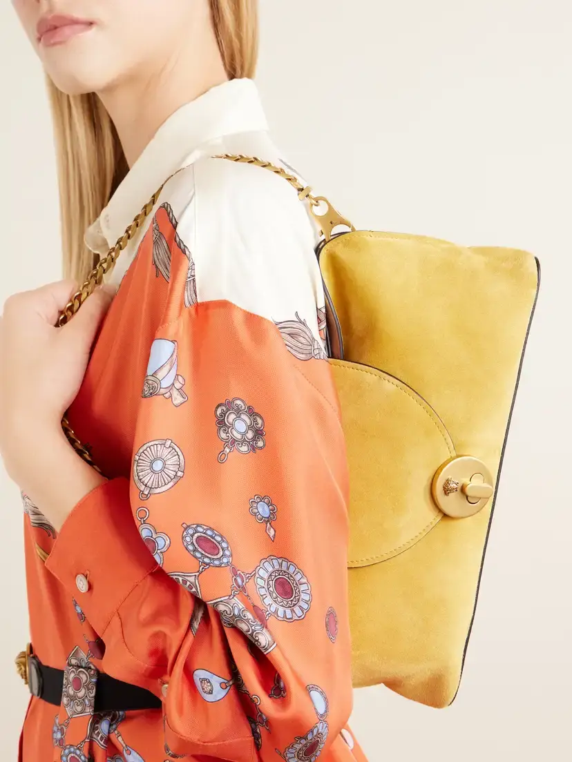 Versace Vivienne Logo-embellished Suede Clutch | Thumbnail 2