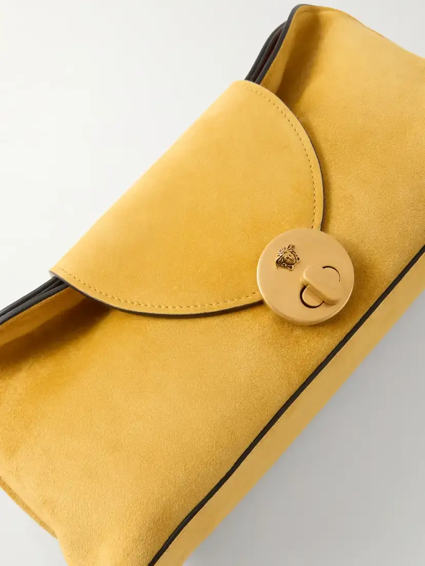 Versace Vivienne Logo-embellished Suede Clutch | Thumbnail 5