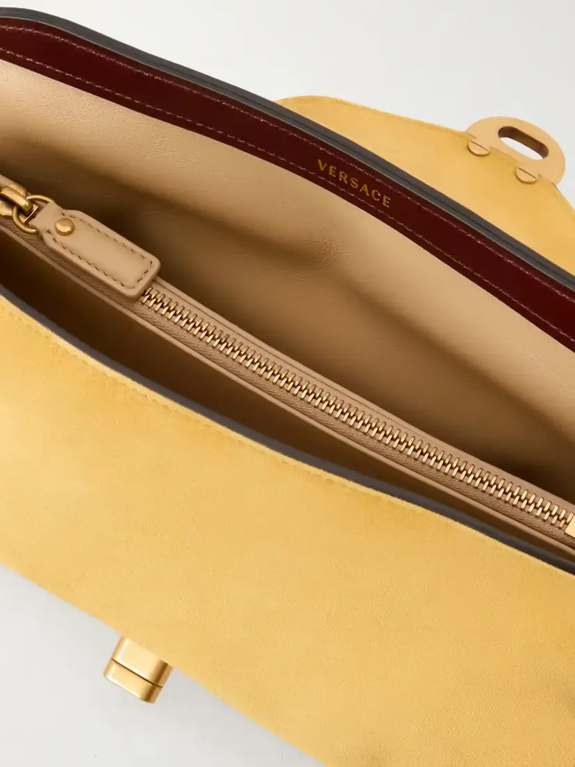 Versace Vivienne Logo-embellished Suede Clutch | Thumbnail 6