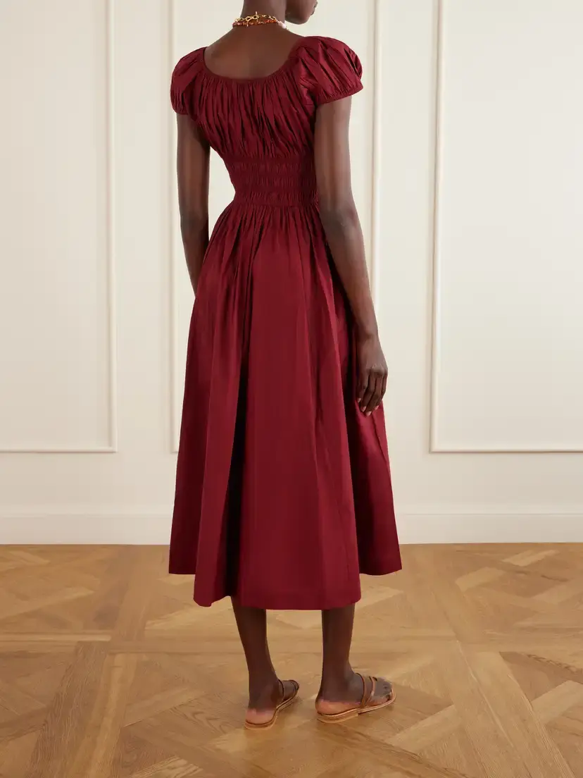DÔEN Quinley Shirred Organic Cotton-voile Midi Dress | Thumbnail 3 DÔEN Quinley Shirred Organic Cotton-voile Midi Dress | Thumbnail 3