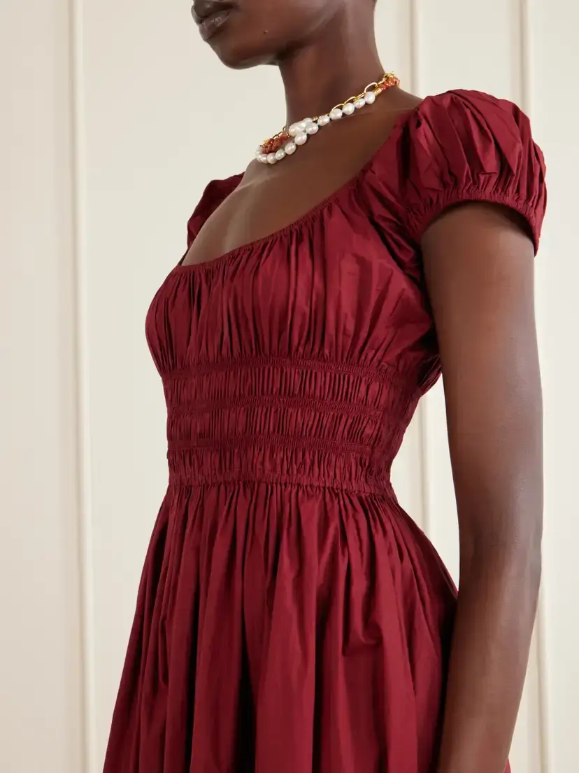DÔEN Quinley Shirred Organic Cotton-voile Midi Dress | Thumbnail 4 DÔEN Quinley Shirred Organic Cotton-voile Midi Dress | Thumbnail 4