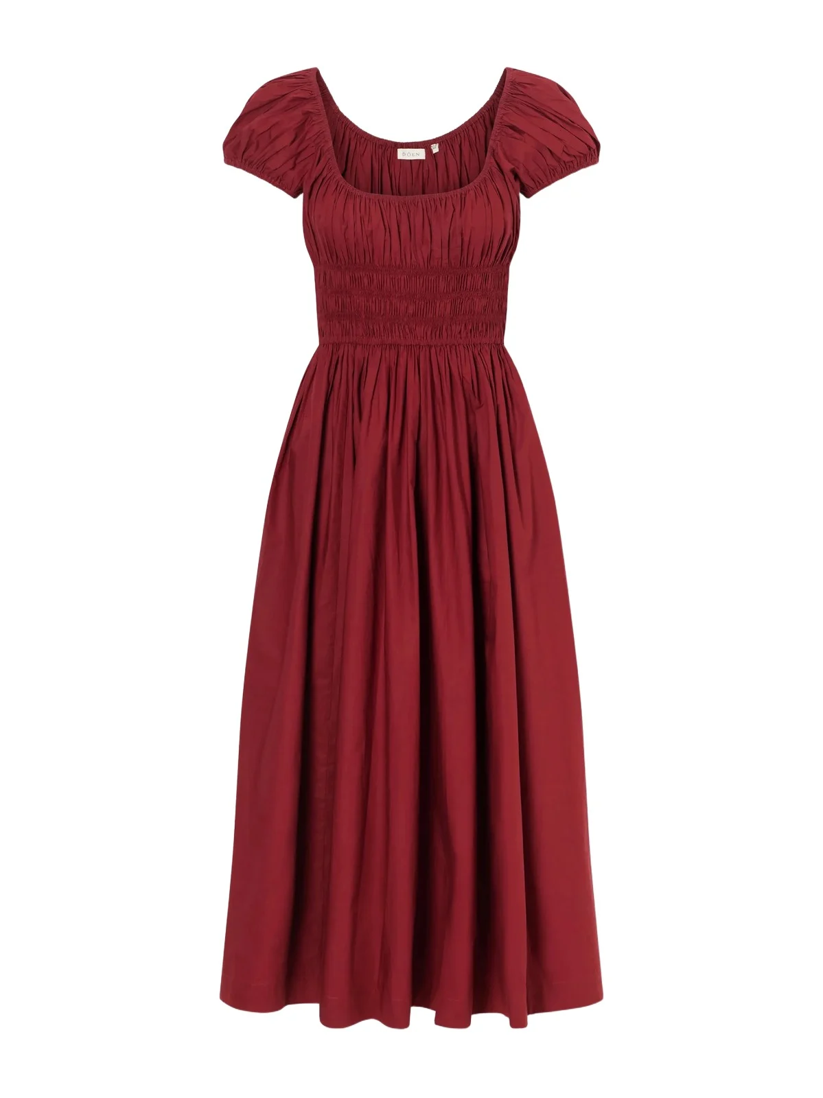 Quinley Shirred Organic Cotton-voile Midi Dress