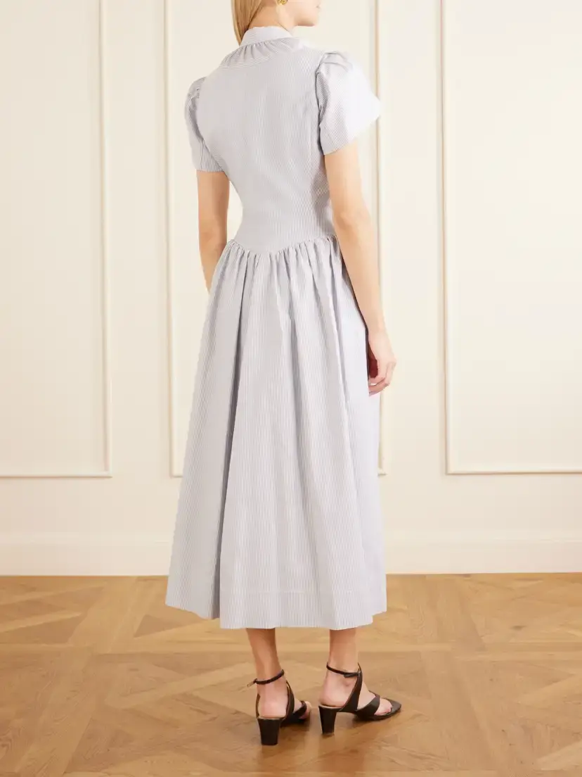 Vivienne Westwood Pleated Striped Cotton Oxford Midi Dress | Thumbnail 3 Vivienne Westwood Pleated Striped Cotton Oxford Midi Dress | Thumbnail 3