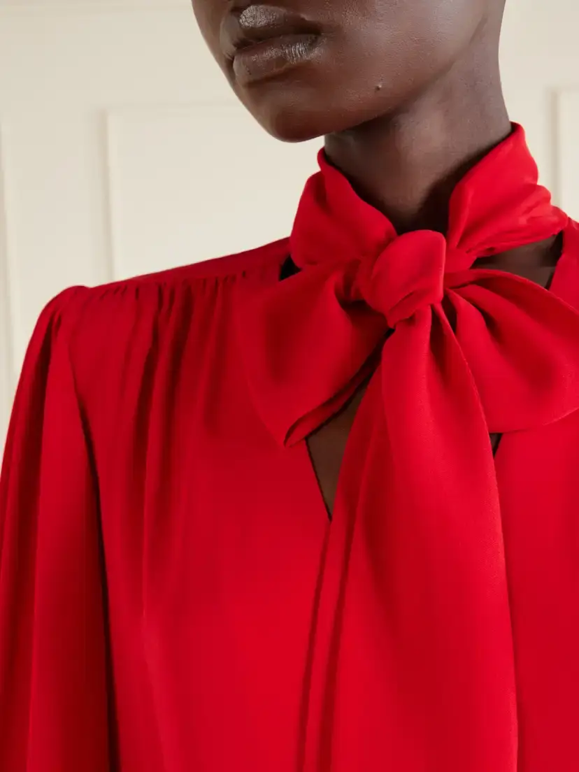 Valentino Garavani Scarf-detailed Silk-georgette Blouse | Thumbnail 5 Valentino Garavani Scarf-detailed Silk-georgette Blouse | Thumbnail 5