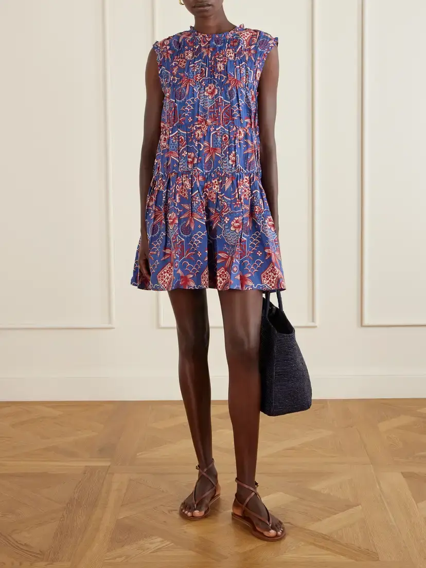 ALIX OF BOHEMIA Jule Delft Shirred Floral-printed Cotton And Silk-blend Mini Dress | Thumbnail 2