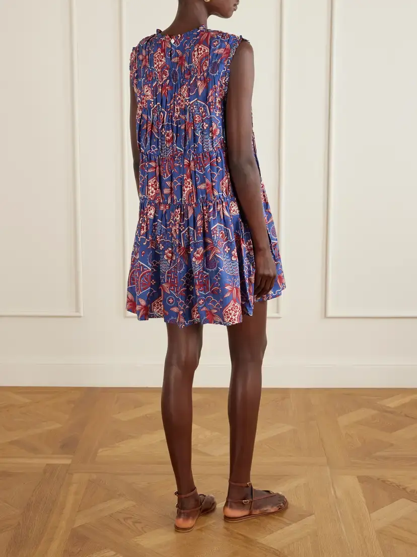 ALIX OF BOHEMIA Jule Delft Shirred Floral-printed Cotton And Silk-blend Mini Dress | Thumbnail 3
