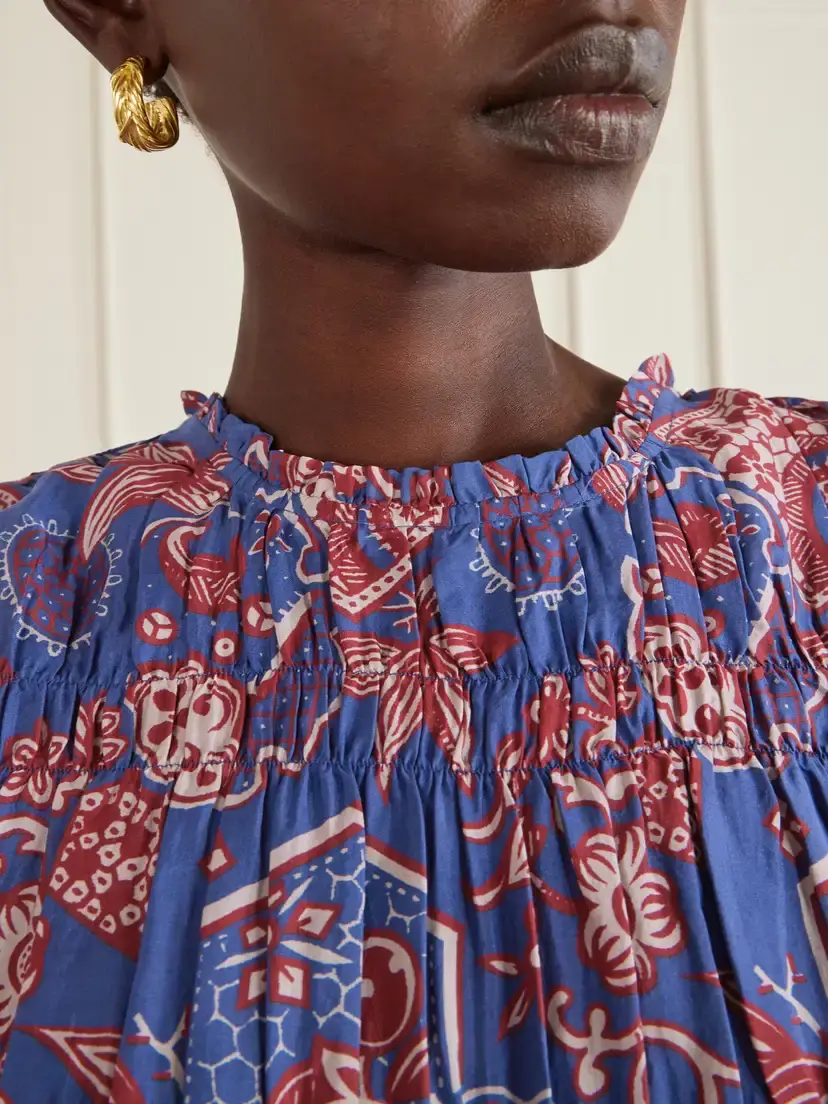 ALIX OF BOHEMIA Jule Delft Shirred Floral-printed Cotton And Silk-blend Mini Dress | Thumbnail 4