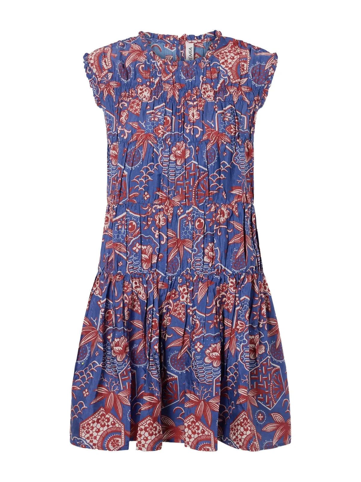 Jule Delft Shirred Floral-printed Cotton And Silk-blend Mini Dress